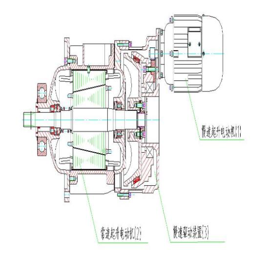 MD1型電動葫蘆主副電機組合結(jié)構(gòu)圖